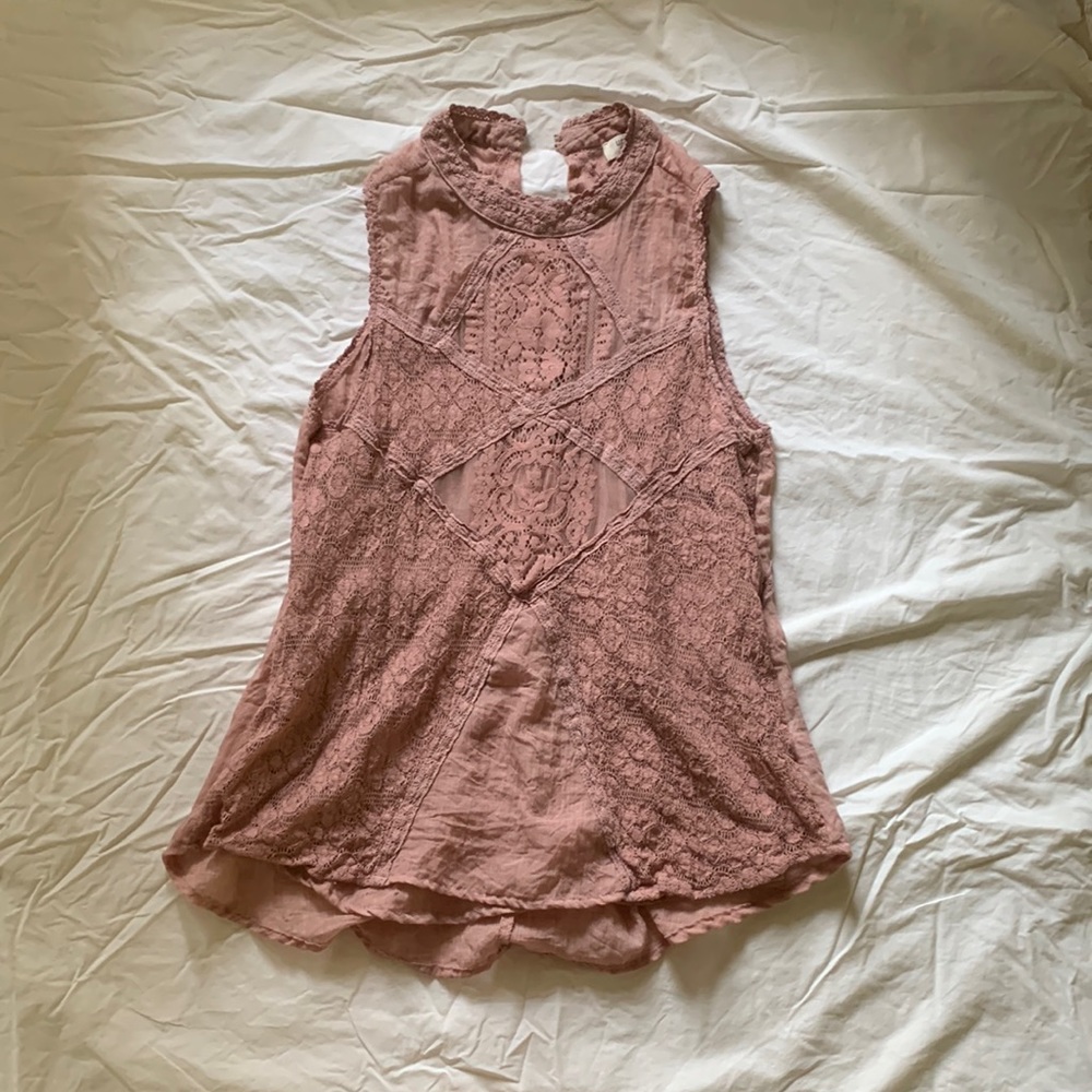 Blush top with lace detailing